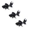 Four Cart Cute Handmade Glass Crafts, Black Goldfish, Set of 3
