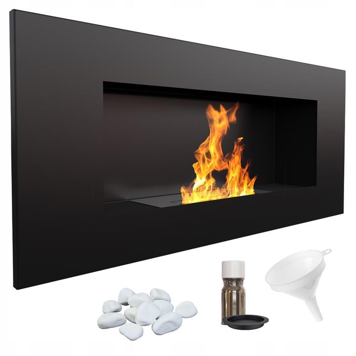 Wall Mounted Bioethanol Fireplace DELTA2 TÜV Black Set