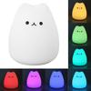 Silicone Night Light Cute Cat  Shape Soft Kids Nursery Night Light with Warm White and 7 Color B