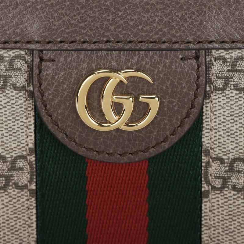 Gucci Ophidia Vintage Floral Logo Striped Webbing Chain Bag Envelope Bag Clutch Bag Canvas Patchwork Leather Messenger Bag Mini Women'S Ebony/Brown