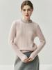 Elegant Women's Cashmere Sweater: Autumn/Winter Style, Round Neck with Rhinestones, Cable Knit Pullover.