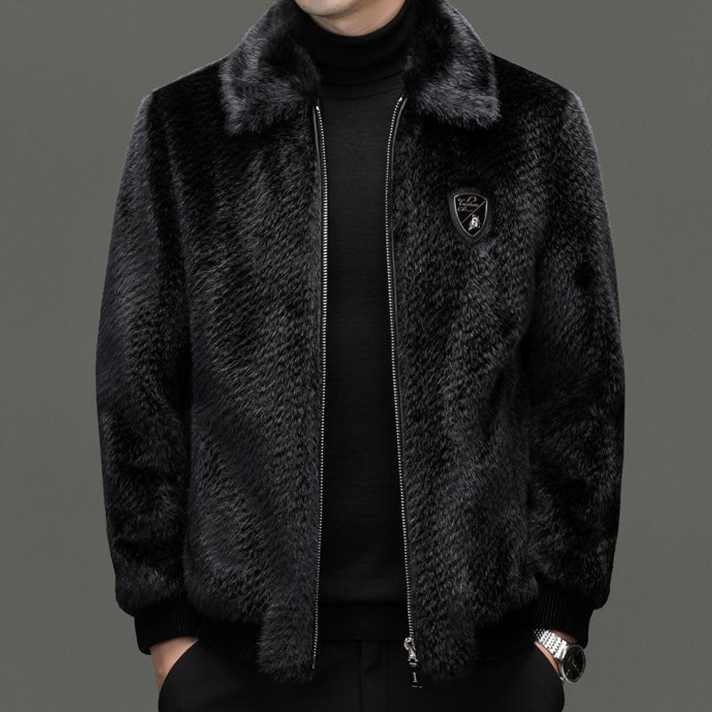 Шуба из меха норки, мужская зимняя короткая куртка, новая толстая шуба из искусственного меха енота