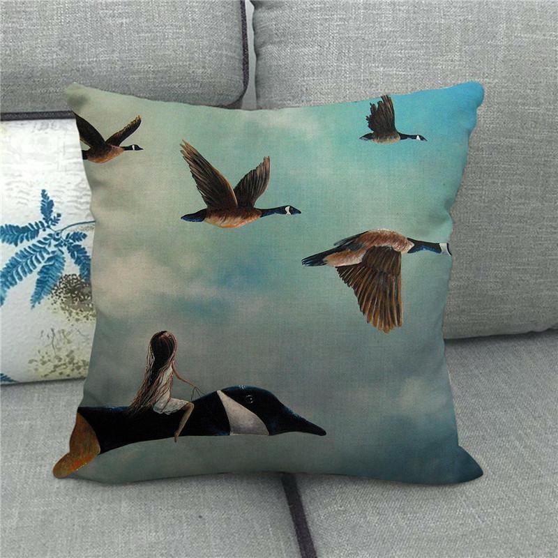 Environmental Protection Advertising Illustrations Digital Printing Short Plush Pillow Covers For Car Sofa Office Cushion Cover