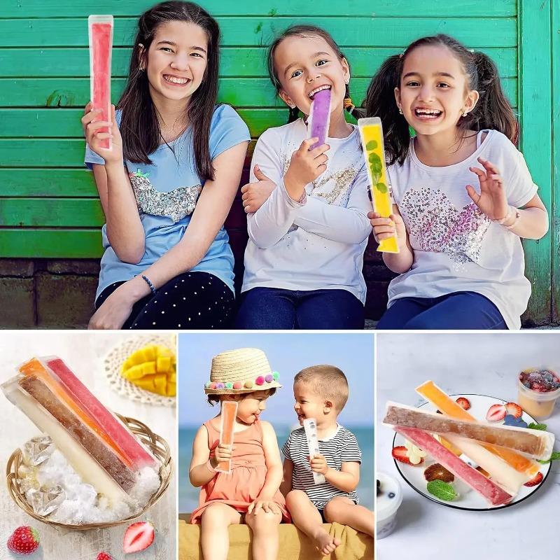 100pcs Summer Disposable Ice Popsicle Bags for DIY Ice Cream Pops Fruit Juice Smoothies Yogurt Mold Bag with Zipper Seal Packaging Bags