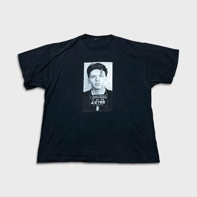 Винтажная футболка Frank Sinatra Y2K Мужская XL Черная Классический Портрет Выцветшая Футболка Группы