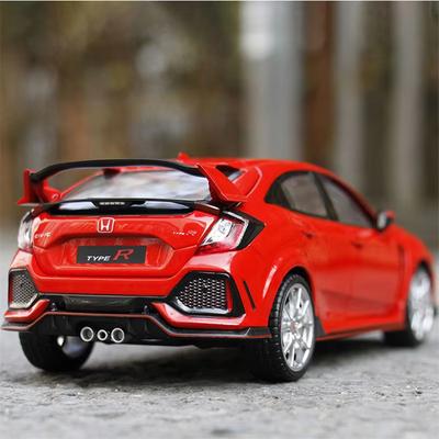 Новый 1:24 Honda Civic TYPE-R Модель автомобиля из литого металла Модель спортивного автомобиля Звук и свет Коллекция украшений Детская игрушка в подарок
