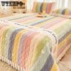 Milk Velvet Bedspread Princess Style Spring Autumn Winter Crystal Velvet Warm Cotton Non-slip Bedspread Universal Bedding