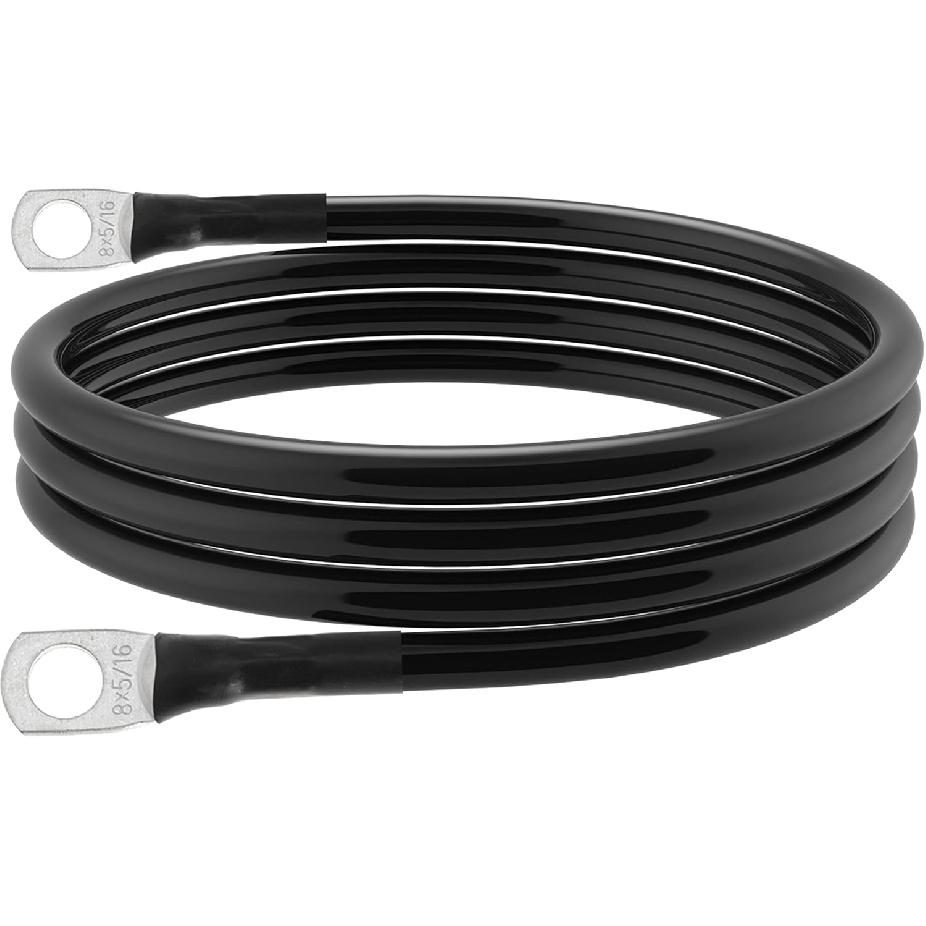 8 AWG Battery Cable 8 Gauge Power Inverter Cables with 5/16 Inch Lugs Both Ends for Solar Boat Marine RV Car 2 Pack (3FT)