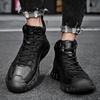 New Mens Motorcycle Boots Genuine Leather Boots Retro Style Basic Boots Men Casual Warm Snow Sneakers Non-slip Walking Shoes