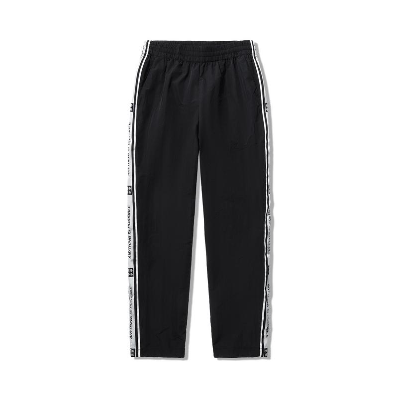 Li Ning Reignite Series Letter Color Block Mid-Rise Comfortable Breathable Versatile Loose Straight Leg Sports Pants Men Pants Black AYKU943-1