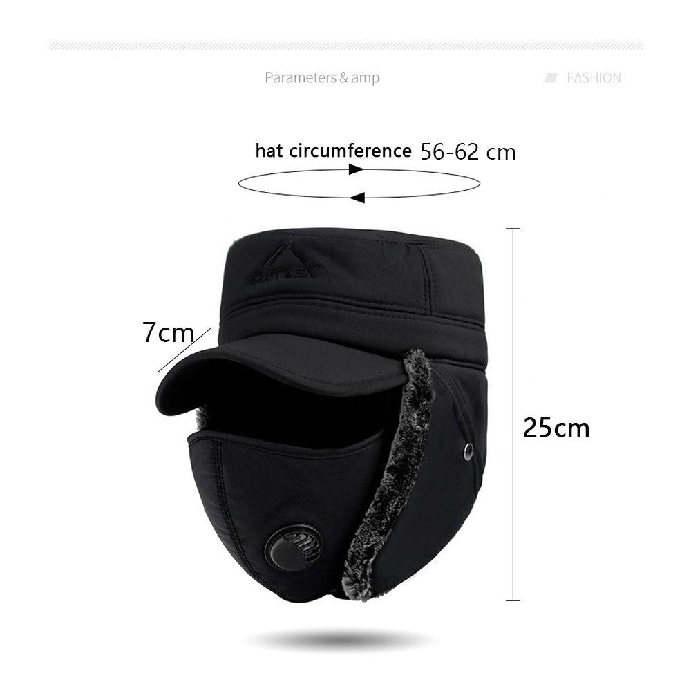 Windproof Winter Men Bomber Hat Cotton Plush Fur Earflap Hat Warm Earflaps Caps