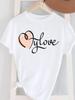 (Asian Size) Love Trend Cute Women's Top T Female Print Short Sleeve T-shirts Fashion O-neck Casual Clothing  Graphic Tee