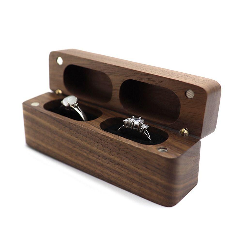 Walnut Wood Wedding Ring Case Portable Storage Box Rustic Jewelry Display Case Thanksgiving