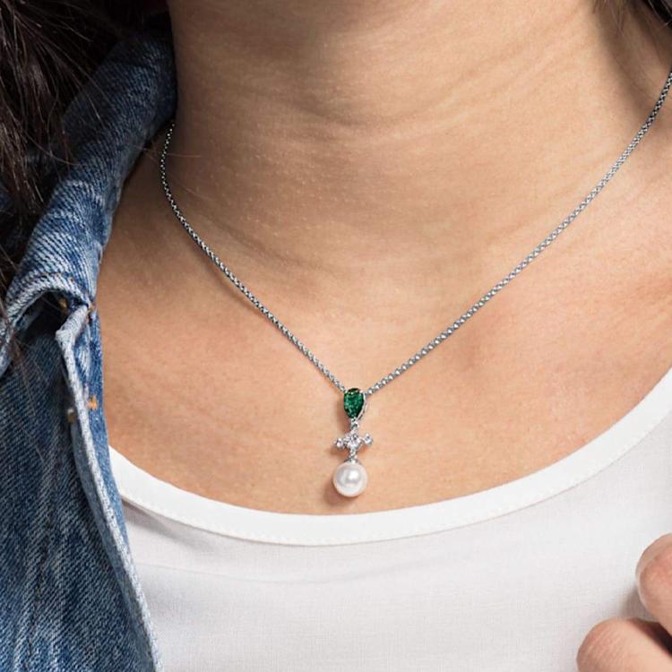 Swarovski Серия "Крест и Жемчуг" Зеленый Хрусталь Ожерелье Женское ожерелье 5493103