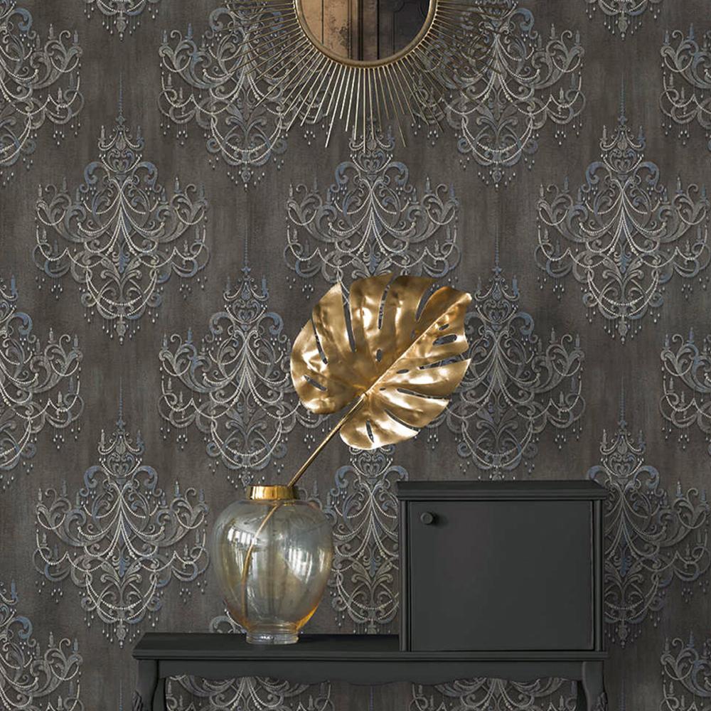 3D Grey Damascus Wallpaper European Luxury Damask Living Room Bedroom Background Hotel Wallcovering Mural
