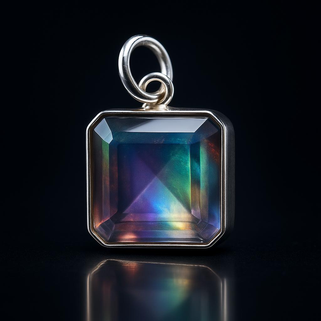 Rare Quality 16.45 Ct Natural Opal Square Pendant 925 Sterling Silver Jewelry