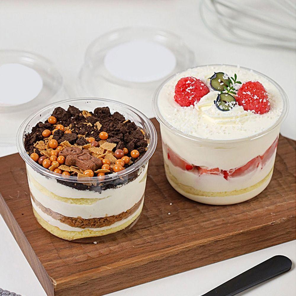 50 шт. 150/250 мл одноразовые стаканчики для салата прозрачный пластик круглая форма десертные стаканчики контейнеры-миски герметичные с крышкой