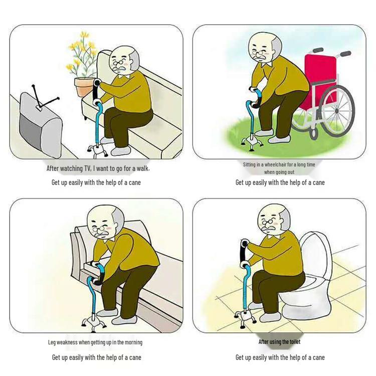 Регулируемая по высоте четырехопорная трость, телескопическая трость из алюминиевого сплава и нержавеющей стали для пожилых людей.