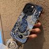 Посеребренный чехол для телефона IPhone 16 15 14 13 PRO MAX 11 12 13 PRO X XS XR 7 8 Plus Милый сине-белый чехол с кошкой