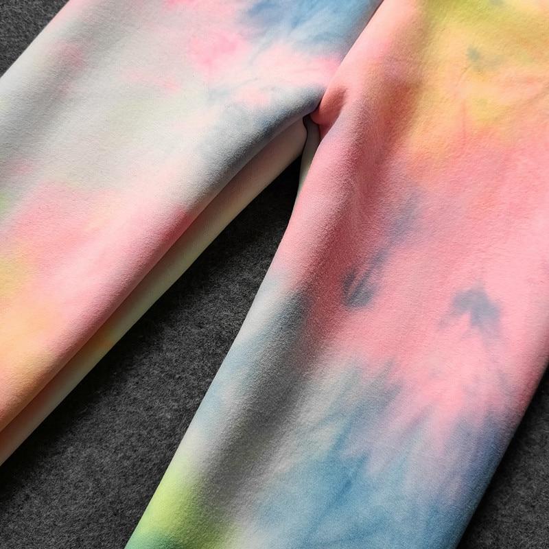 Детские брюки осень-зима для маленьких девочек с принтом тай-дай флуоресцентного цвета плюс бархатные толстые теплые леггинсы