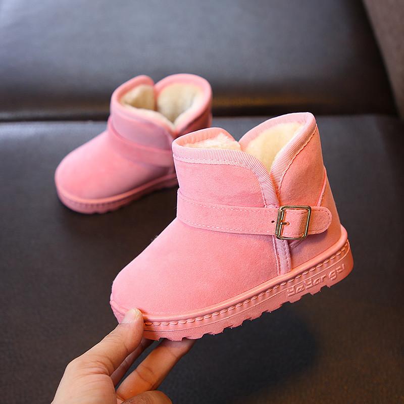 Luxury Children Fur Slippers Boot Retro Round Head Cotton Baby Girl Boy Winter Plush Warm Home Shoes Non-slip Kids Slipper