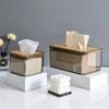 Tissue Clear Box Napkin Household Transparent Rectangular Wooden Modern Desktop Creative Transparent Table Tissue Box  Holder