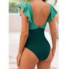 European and American Style Women Fashion Ruffled Cut Out Bikini Tummy Control Swimwear Push Up Monokini Swimsuit One Piece Backless Bathing Suit