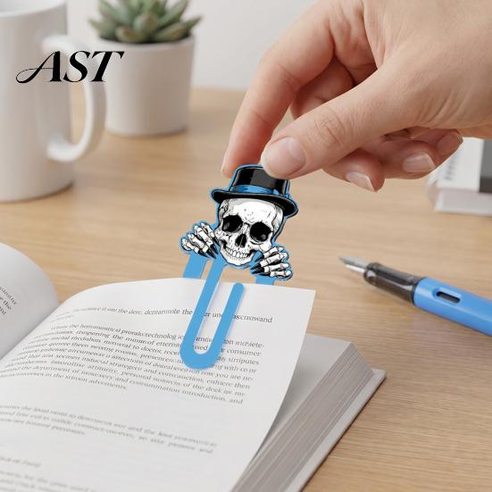 Functional Stationery Supplies Halloween Cute Acrylic Bookmark, Durable Cartoon Page Marker, Student Study Essentials Elastic Clip Design for