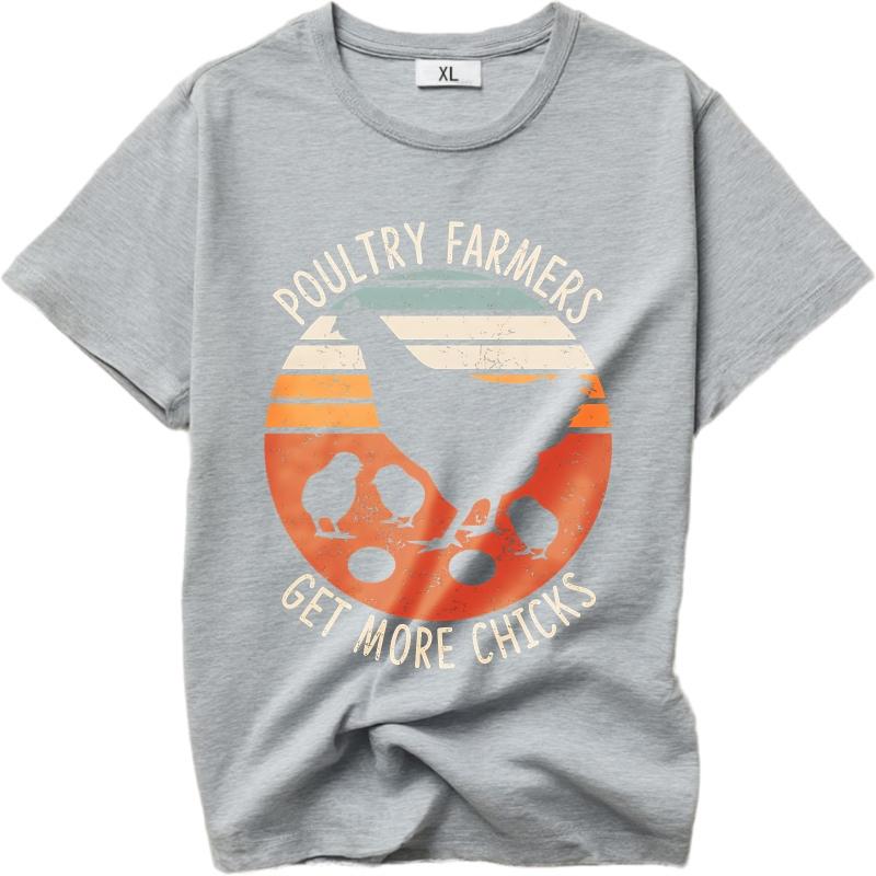 Solid Color Boys short sleeve tshirt Daily Wear Poultry Farmers Get More Chicks Comfort Unisex tees summer teeshirt male tops