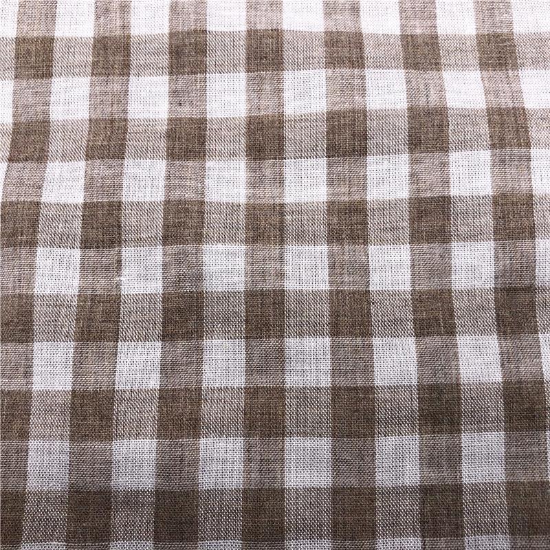 Хлопчатобумажная ткань с продольной окраской, сеерсакер в клетку, мятая, 100% хлопок