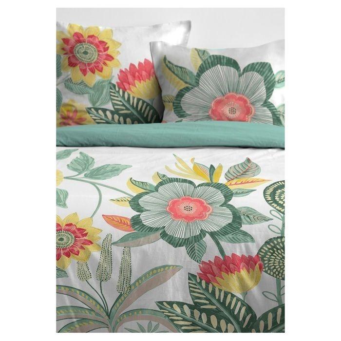 Parure de lit 220 x 240 cm Cassie fleurie vert