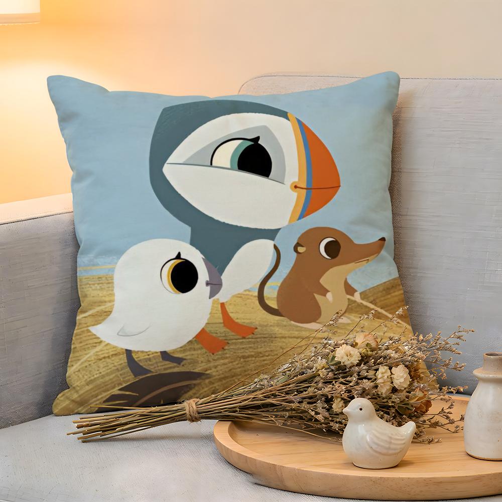 Cushion Cover Linen SkinFriendly Soft Decorative Case for Sofa Home Decor Kwaii Puffin Rock PPreschool Pillow cover