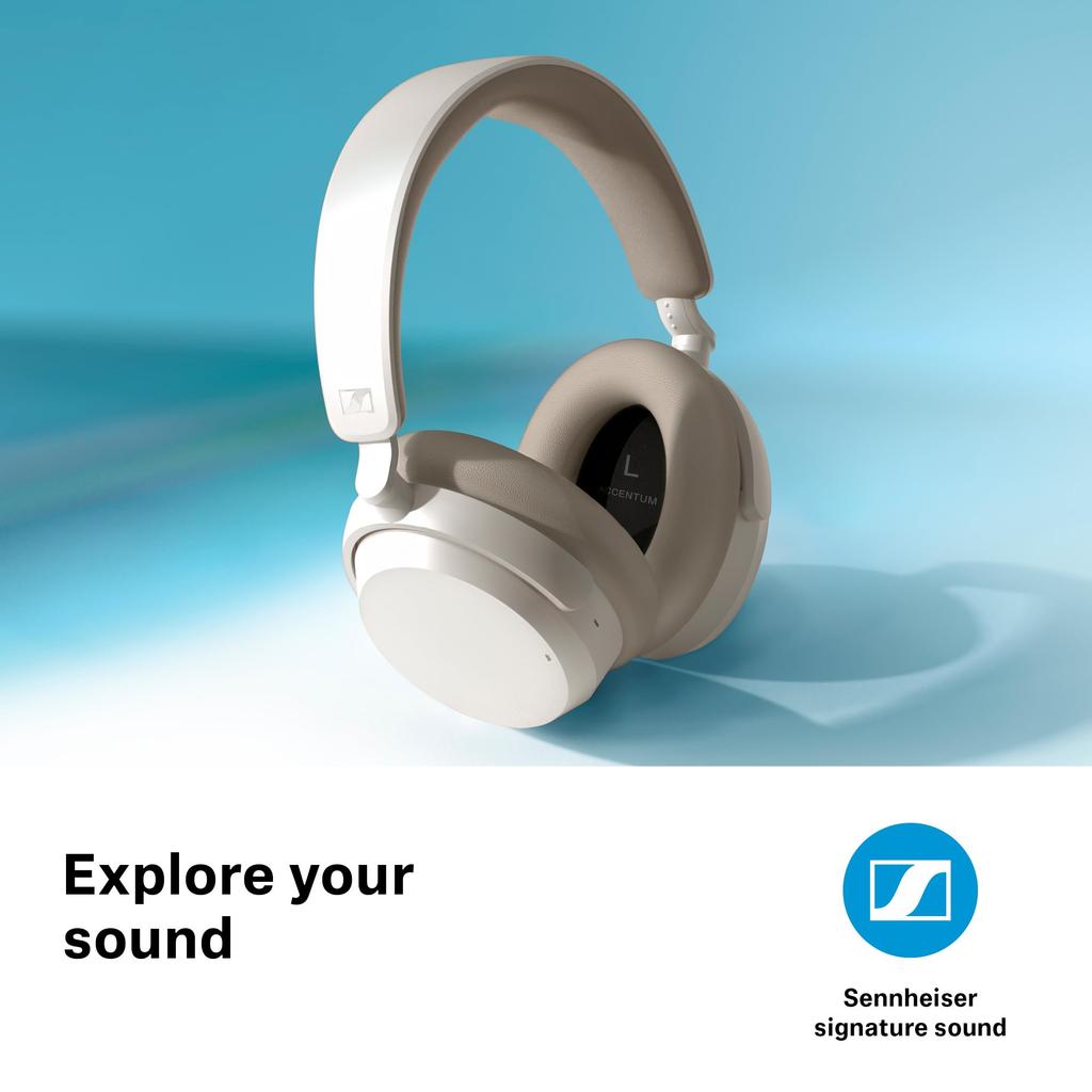 Sennheiser ACCENTUM Wireless Wireless Headphones, White, High-Performance Drivers, 50 Hours of Playtime, Noise Cancellation, Clear Calls