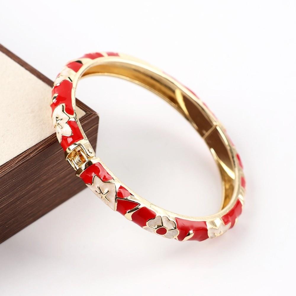 Enamel Vintage Cloisonne Bangle Traditional Women's Hand Bracelet Flower Bangle Ladies