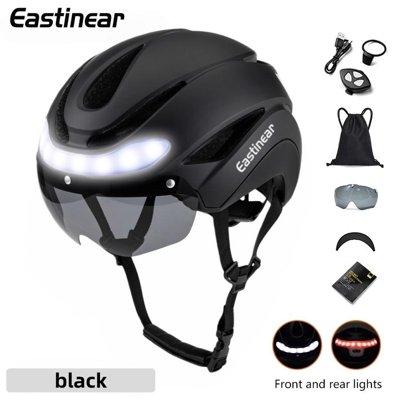 Eastinear Road Bicycle Helmet Led Lights With Magnetic Googles & Sun Visor Ride Racing Ultralight Adult Road Bike Helmet 400g