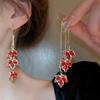 Роскошные серебряные серьги-кисточки с жемчугом и цветком - Французская мода, дизайн высокого класса