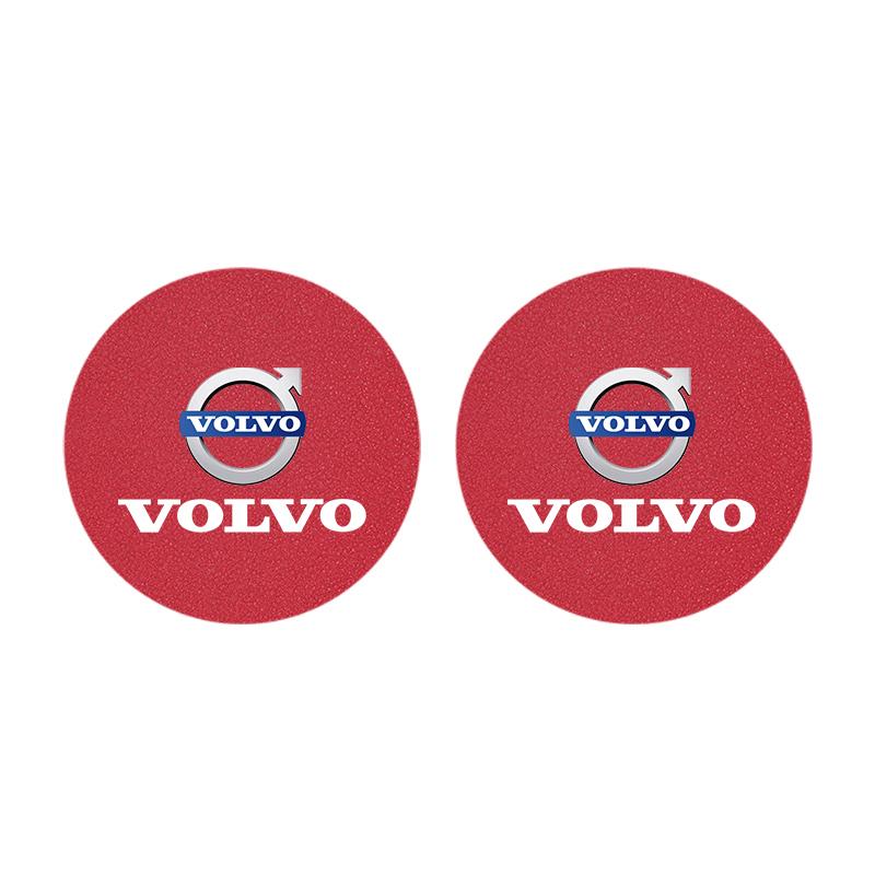 2Pcs Suede Leather Coaster Car Water Cup Anti-slip Pad Mat Auto Interior For Volvo XC60 XC90 V40 V60 S60 V50 V90 S80 C40 V70 C30