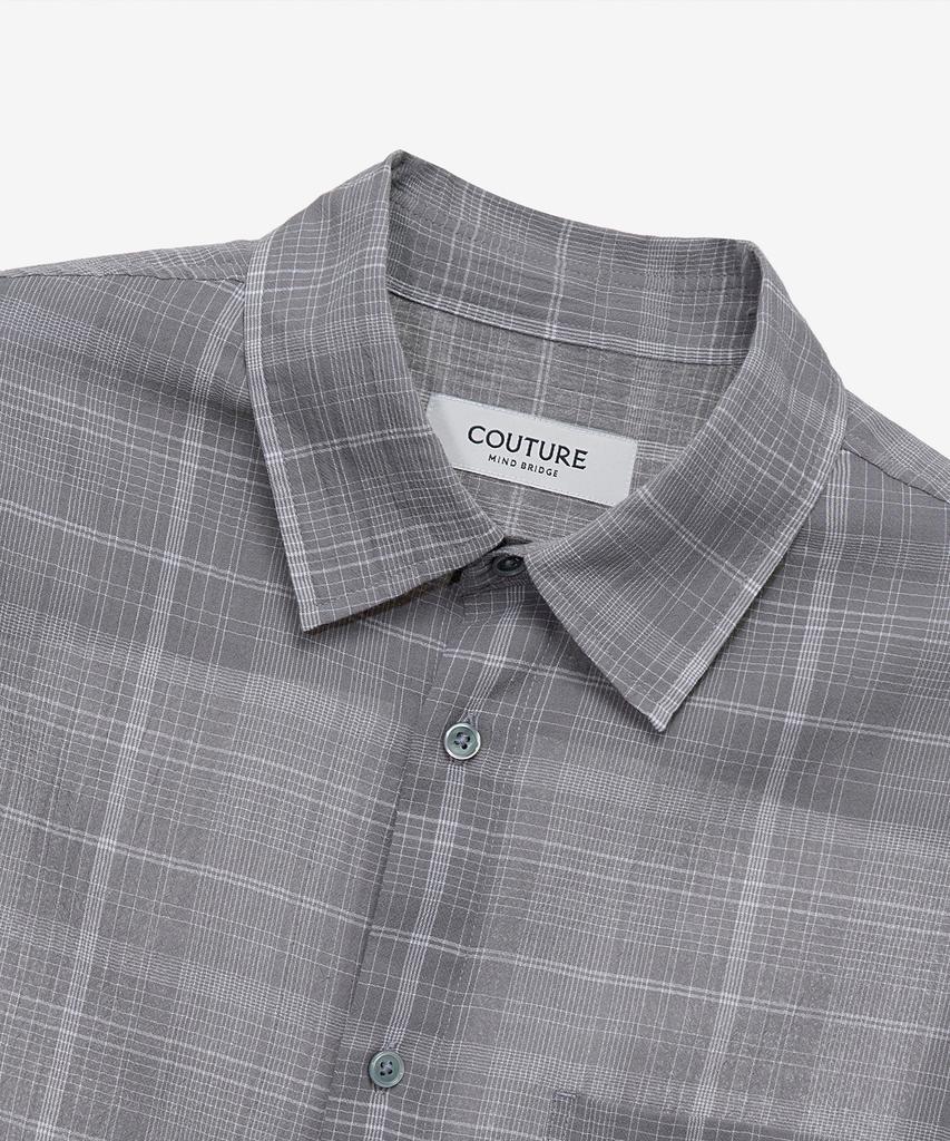 MINDBRIDGE [Couture] Мятая серая клетчатая оверсайз рубашка, 60 нитей