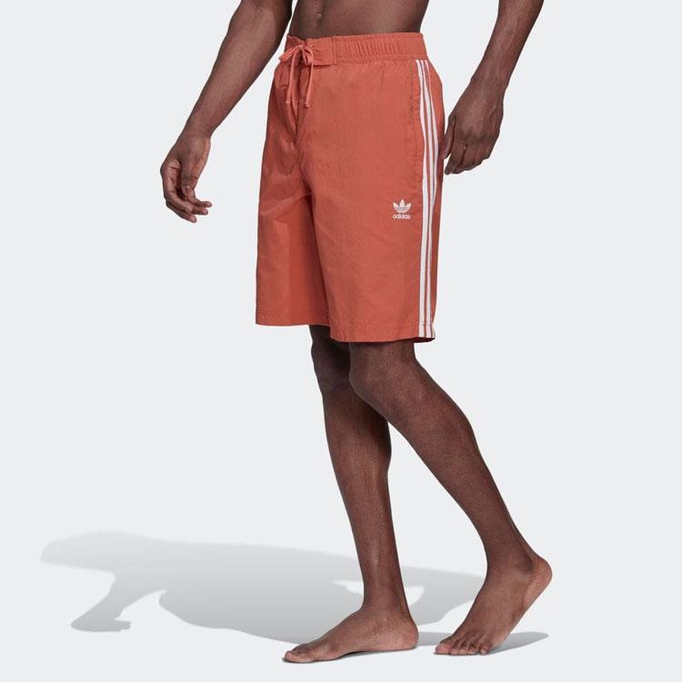 adidas Оригинальные шорты Adicolor с тремя полосками и цветными блоками, прямые повседневные шорты для мужчин, оранжевые HK7388