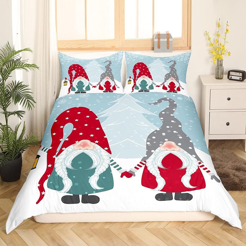 С Рождеством Постельные комплекты Рождественские Санта Гномы Пододеяльник Снежный Санта Клаус Постельные комплекты для детей Мальчиков Девочек Декор