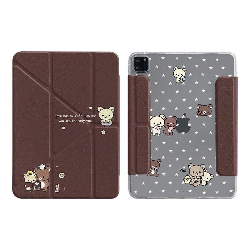 Cute Kawaii Bear IPad Case With Pen Slot Side-Attach Detachable Cover Mini 6/7 8.3 9.7 10.2 10.9 11 10/11 Gen Air Pro