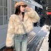 Autumn Winter Y2K Faux Fur Short Coat for Women Turn-down Collar Fur Outerwear Ladies Casual Slim Long Sleeve Jacket