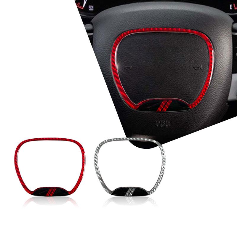 For Dodge Challenger Charger Ram 1500 Decor Carbon Fiber Steering Wheel Center Ring Trim Cover Sticker Interior Accessories OO1