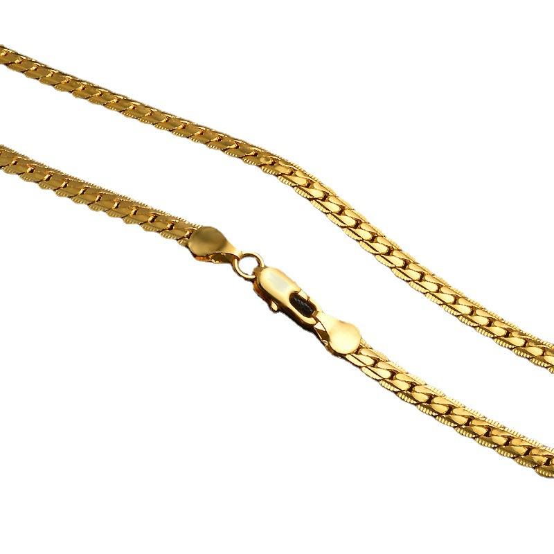 European and American Ins Fashion Jewelry 5MM Full Side Gold-plated Necklace