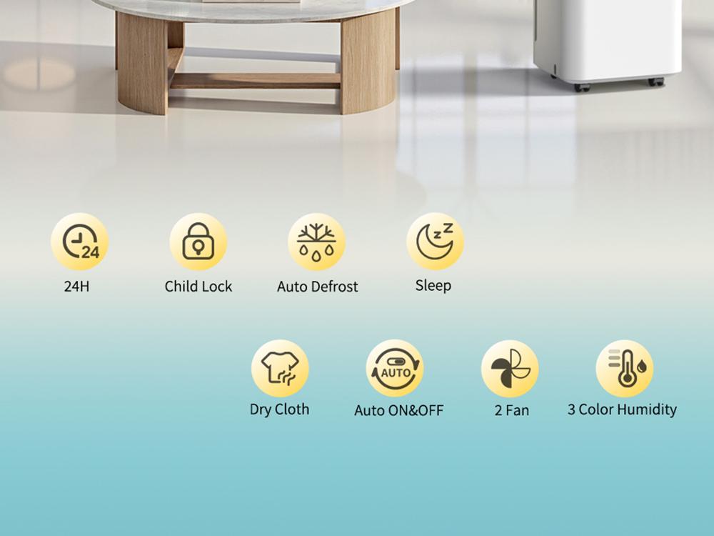 HUMILABS OL12-BD031A Portable Dehumidifier, 12L Dehumidify Capacity, 3 Modes, Auto/Manual Drainage, 24-Hour Timer, Low Noise