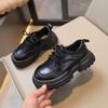 Корейская повседневная детская кожаная обувь для мальчиков, универсальная, нейтральная, черная, рабочая обувь