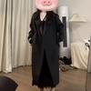 Women's Mid-Length Hepburn-Style Wool Felt Coat - Autumn/Winter Plus Velvet Thickened Petite Fit