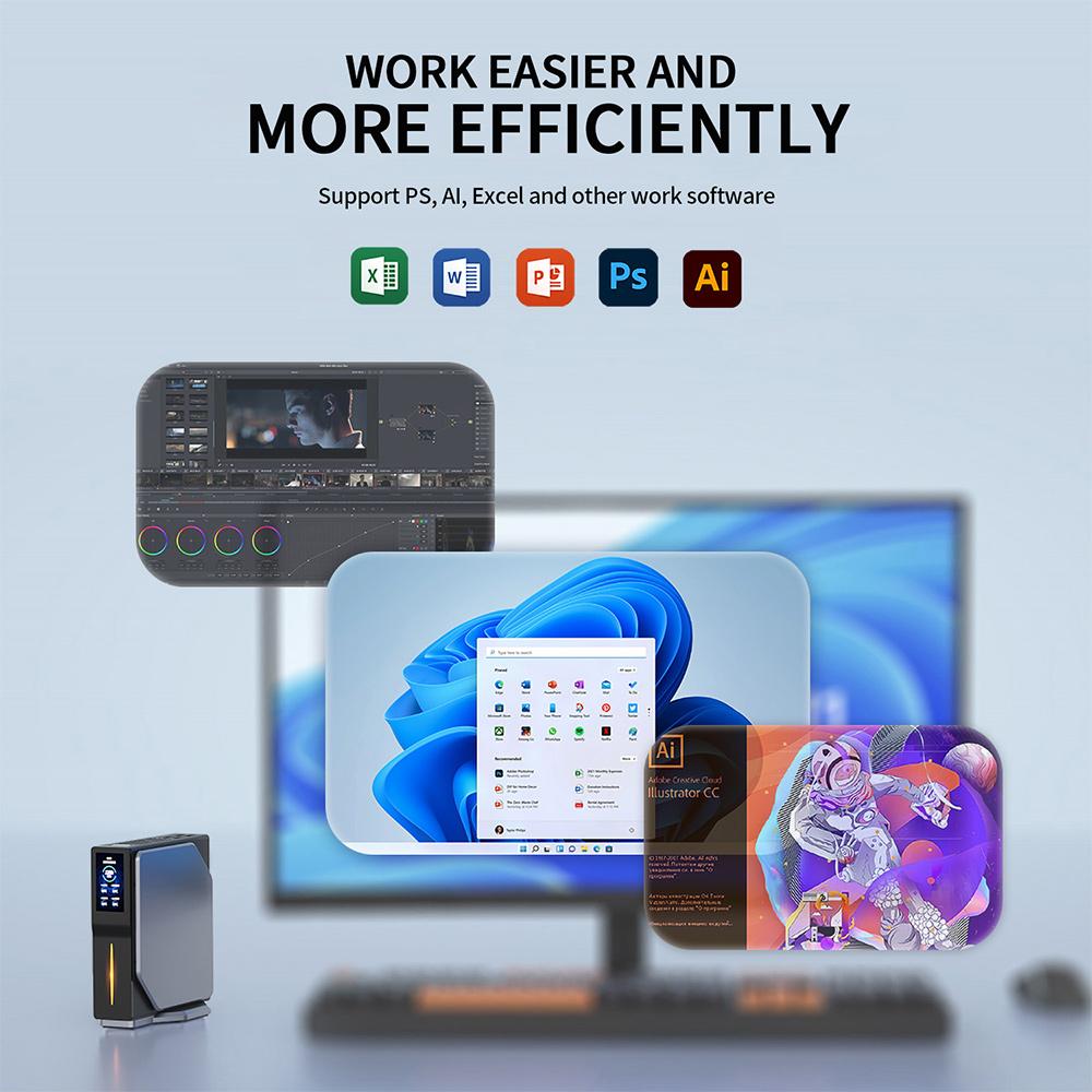 Мини-ПК FIREBAT S1, Intel N100 4 ядра Макс. 3,4 ГГц, 16 ГБ ОЗУ 512 ГБ SSD, 2*HDMI Дисплей с двумя экранами, WiFi 5 Bluetooth 4.2