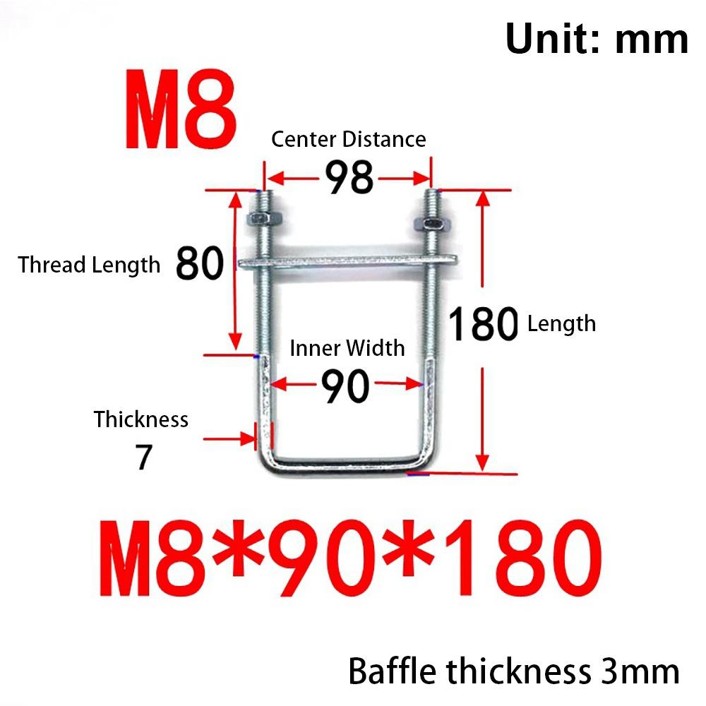 1 шт. с перегородкой U-образный хомут Оцинкованная углеродистая сталь Q235 Квадратный болт для квадратной трубы