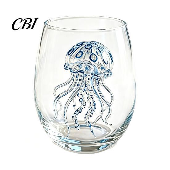 Elegant Celebration Glass Gift Marine Animal Theme Clear Tumbler, Handcrafted Painted Glassware, Handmade Borosilicate Glassware Creative Unique